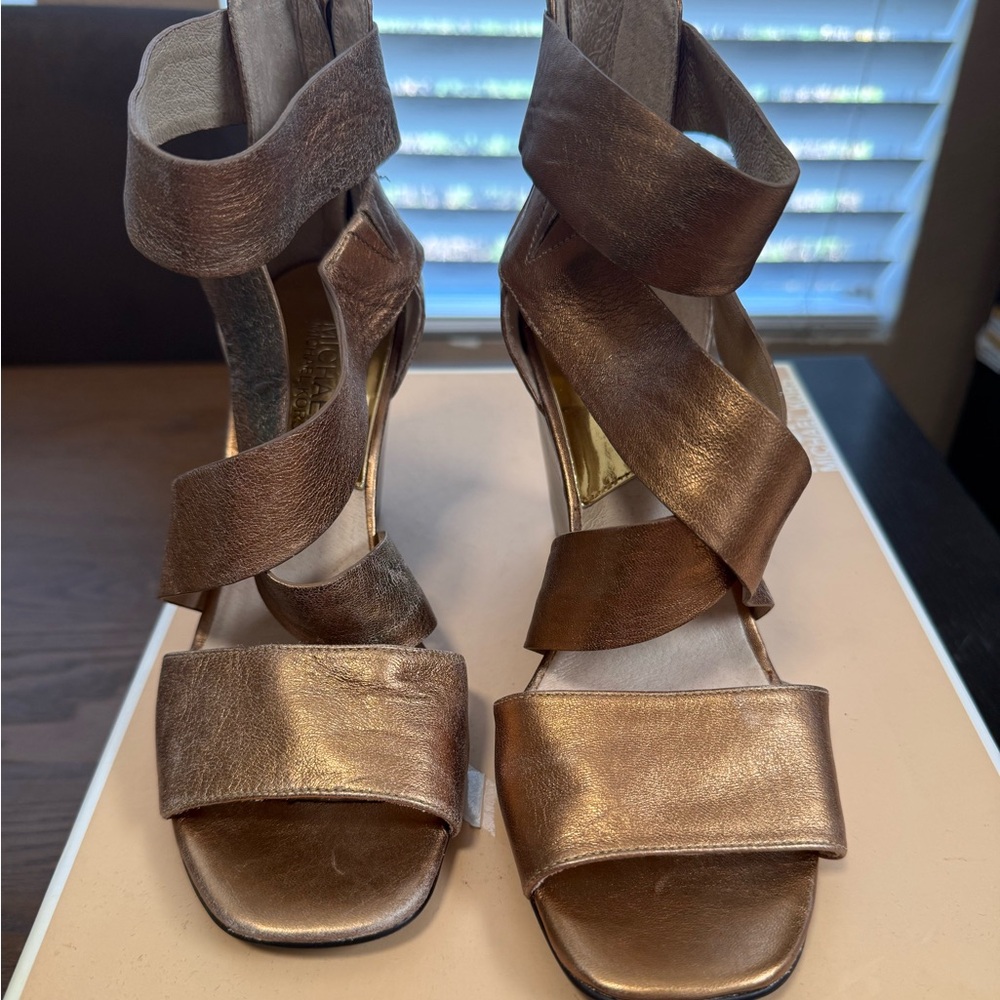 MICHAEL Michael Kors Bronze Strappy Heels 6